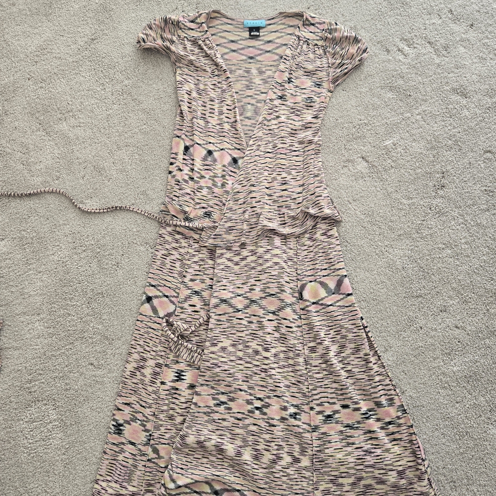 Stacia  Maxi Wrap Dress in Pink and Cream